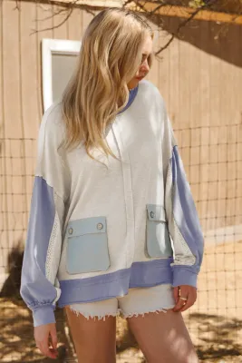 Blue Color Block Sweatshirt