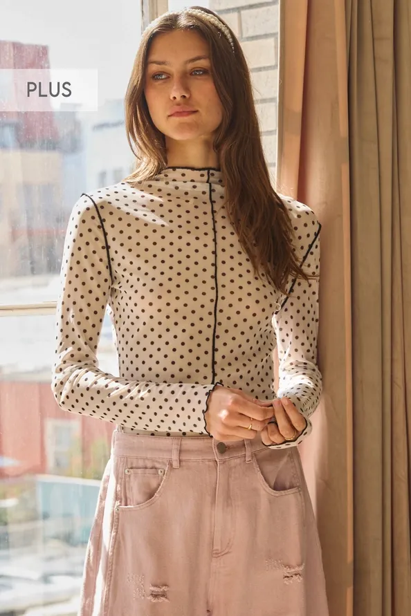 Plus Polka Dot Mesh Top