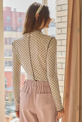 Plus Polka Dot Mesh Top