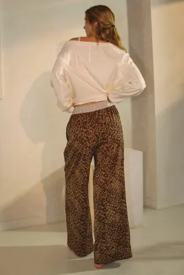 Plus Leopard Wide Leg Pant