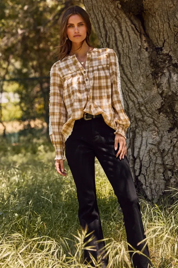 Lace and Plaid Blouse