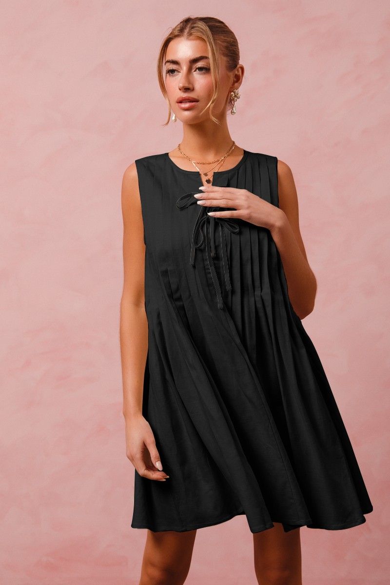 Box Pleated Linen Dress