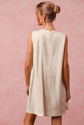 Box Pleated Linen Dress