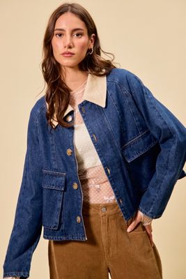 Zip UP Button Denim Jacket
