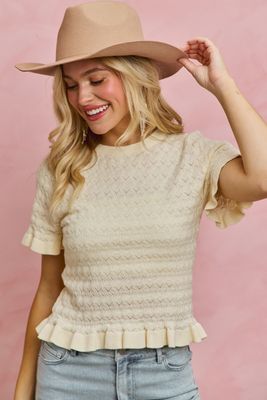 Ruffle Knit Sweater Top