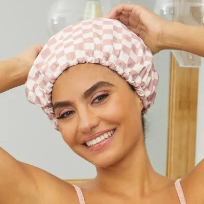 Checkered Shower Cap