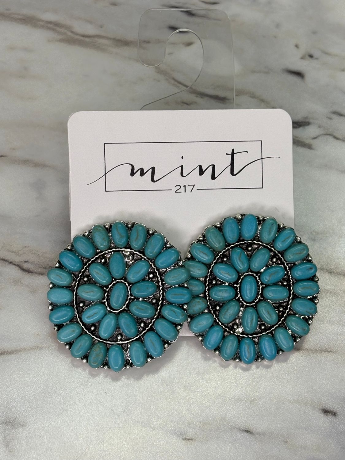 Faux Turquoise Circle Stud