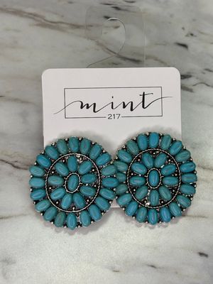 Faux Turquoise Circle Stud