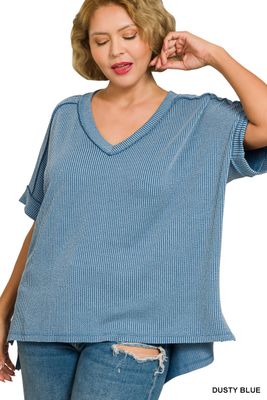 Plus Ribbed High/Low Tee