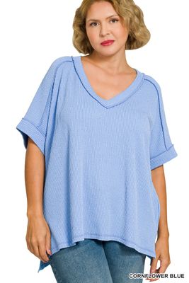 Plus Ribbed High/Low Tee