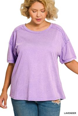 Plus Acid Washed Round Neck Tee