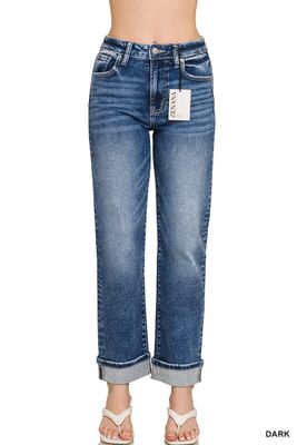 Zenana Cuffed Straight Denim