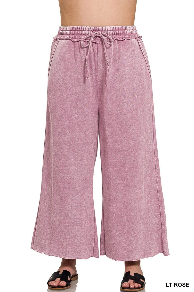 Rose Fleece Palazzo Pant