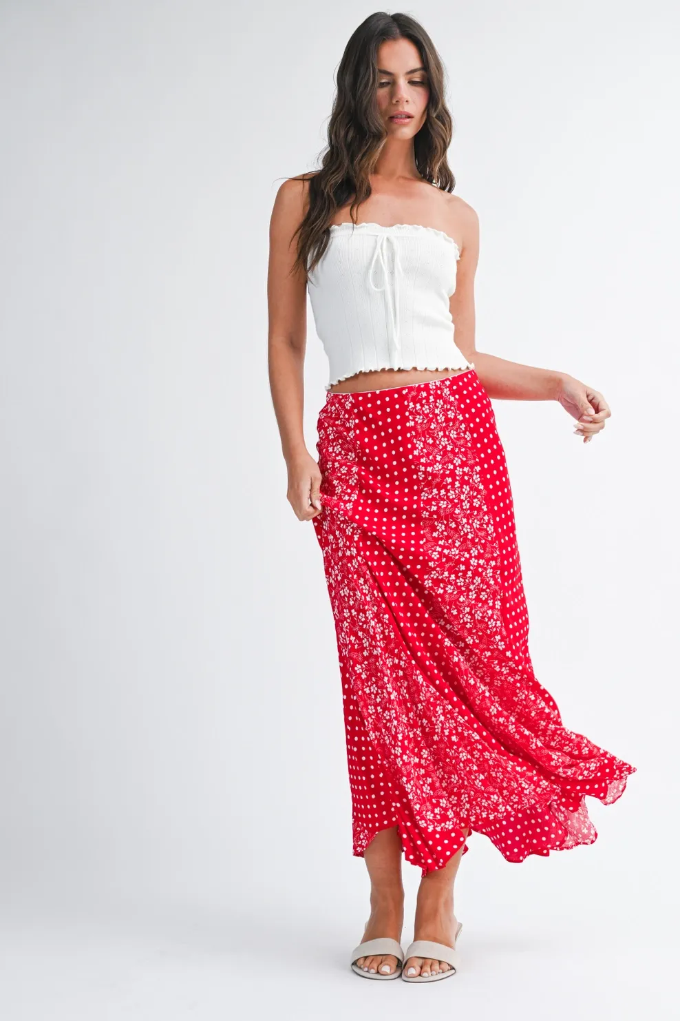 Red Polka Dot/Floral Skirt