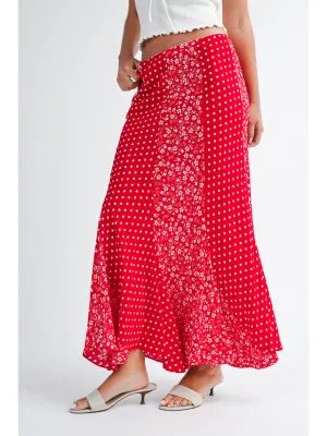 Red Polka Dot/Floral Skirt