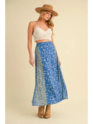 Cobalt Blue Floral Mix Skirt