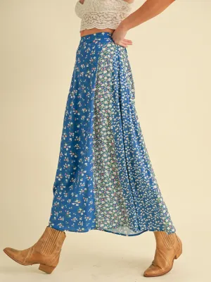 Cobalt Blue Floral Mix Skirt