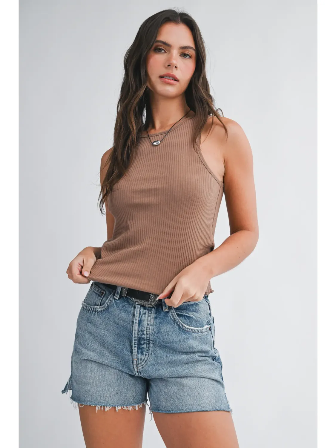 Ribbed Scoop Neck Tank Top