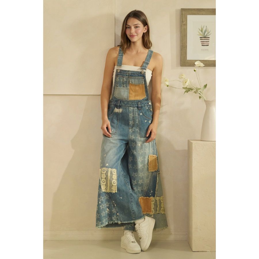 Patch Denim Overalls