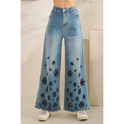 Flower Cut Out Denim