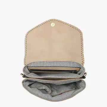 Sloane Flapover Crossbody w/ Whipstitch and Tassel