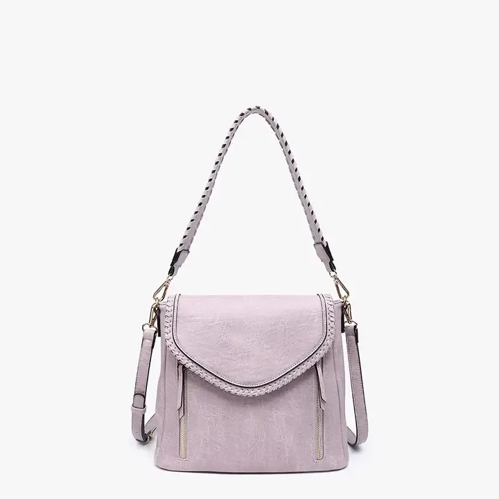 Lorelei Double Zip Whipstitch Trim Crossbody