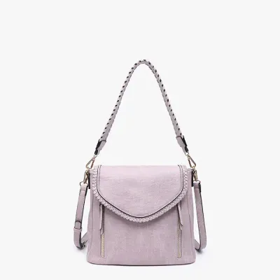 Lorelei Double Zip Whipstitch Trim Crossbody