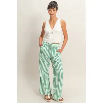 Vertical Striped Elastic Pants