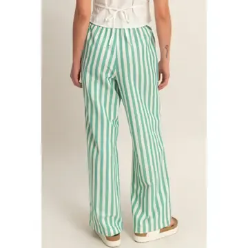 Vertical Striped Elastic Pants