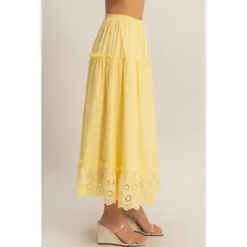 Tiered Eyelet Maxi Skirt