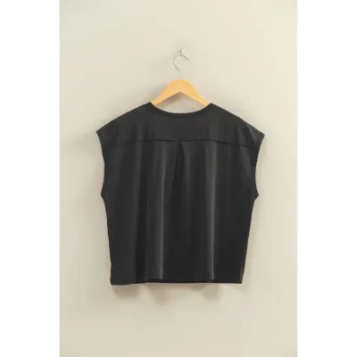 Henley Neck Cap Sleeve Top