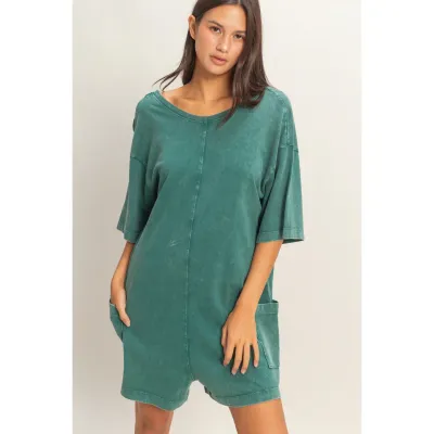 Mineral Washed V-Back Romper
