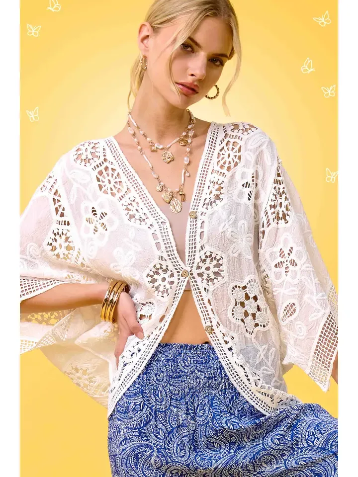 Boho Floral Curved Hem Cardigan