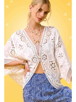 Boho Floral Curved Hem Cardigan