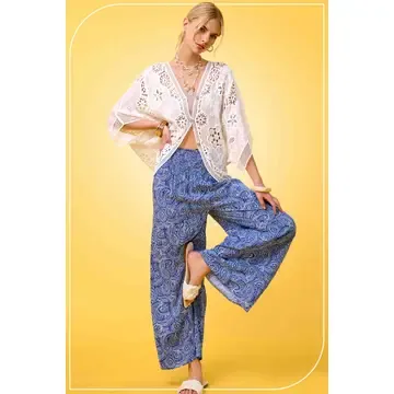 Boho Floral Curved Hem Cardigan