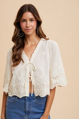Floral Tie Front Blouse