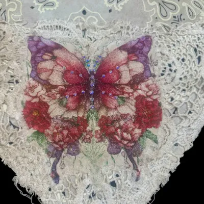 Vintage Hand Painted Butterfly Bandana