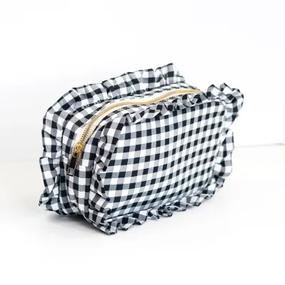 Black Gingham Cosmetic Bag