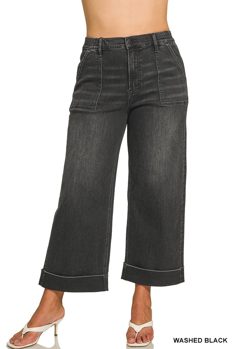 Plus Black Cropped Denim