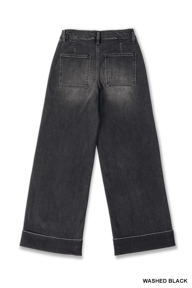 Washed Black Cropped Denim