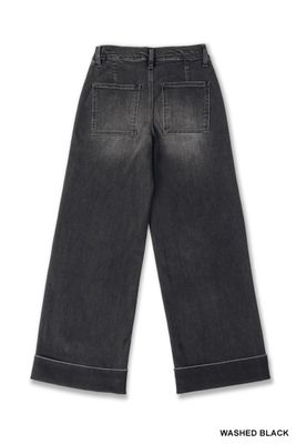 Washed Black Cropped Denim