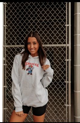 Nebraska Herbie Emb. Grey Hoodie