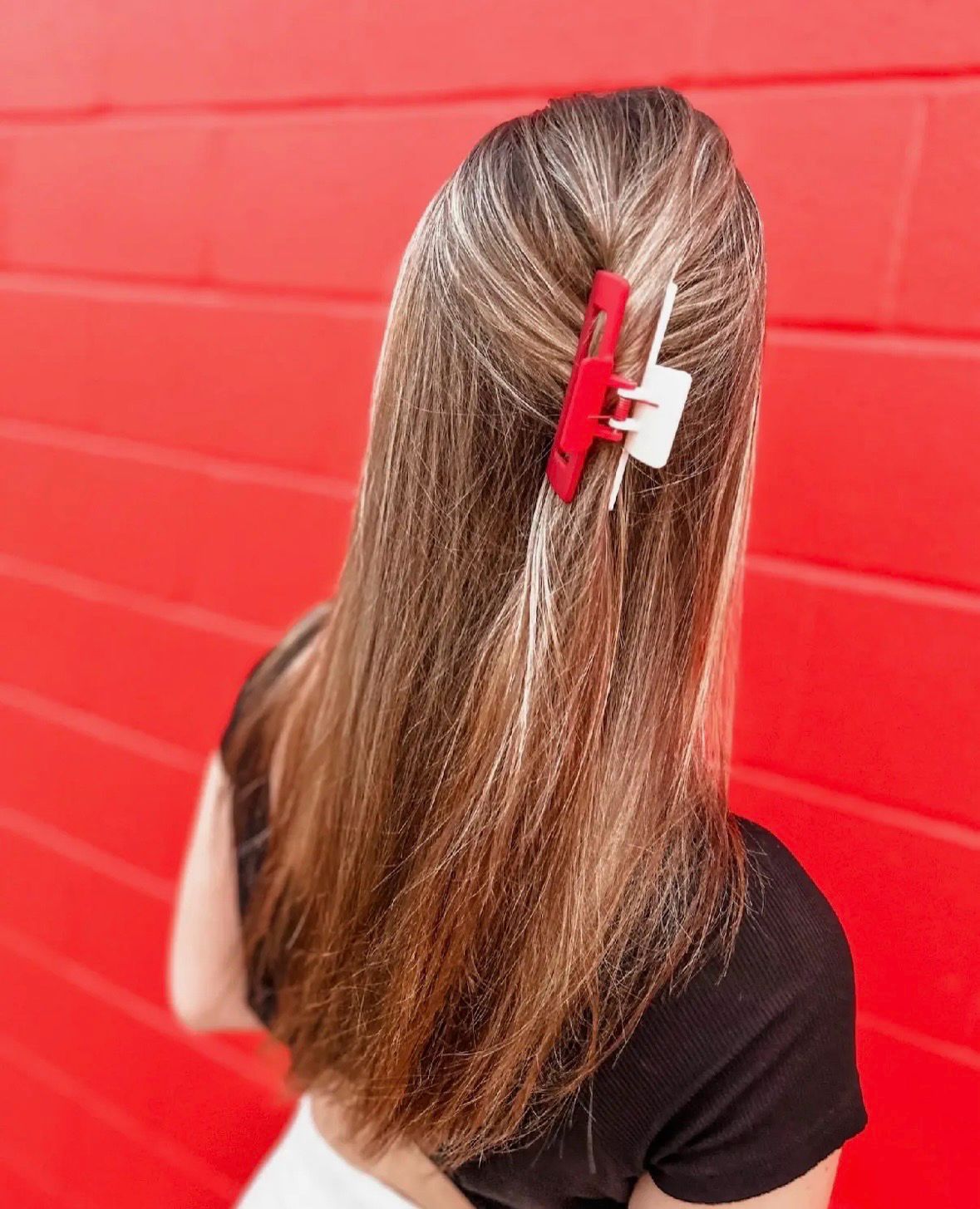 Red/White Rectangle Claw Clip