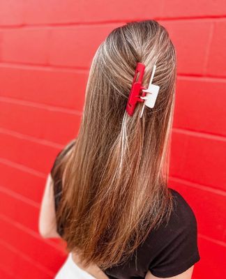 Red/White Rectangle Claw Clip