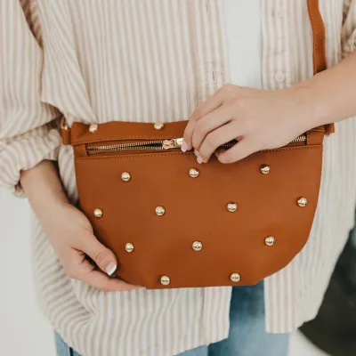 Chic Gold Studed Bum Bag