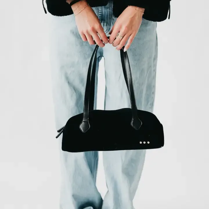 Sally Suede Barrel Shoulder Bag