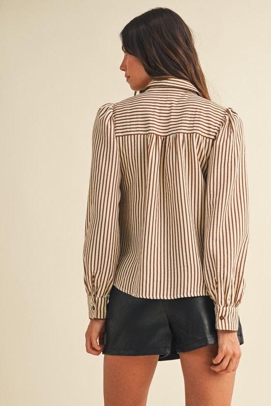 Stripe Scallop Trim Blouse