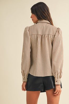 Stripe Scallop Trim Blouse