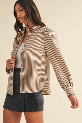 Stripe Scallop Trim Blouse