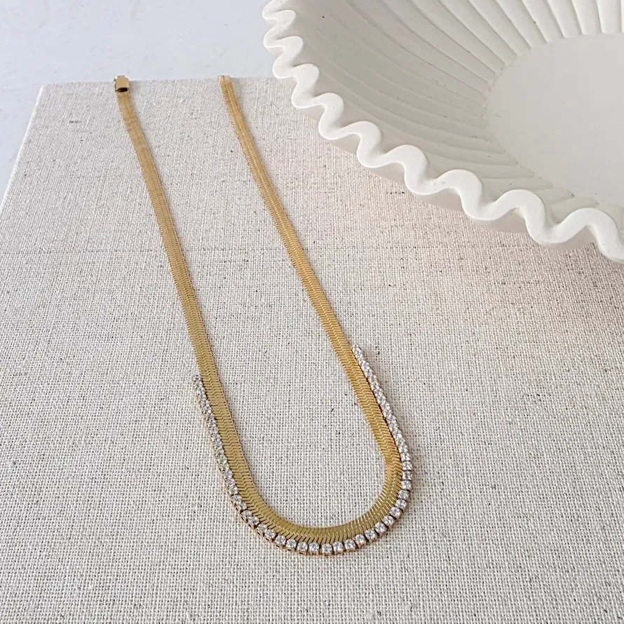 Herringbone Tennis Necklace-G